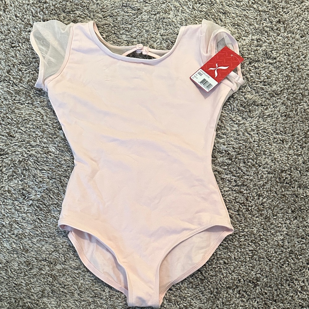 Capezio Light Pink Bodysuit with Sheer Sleeves